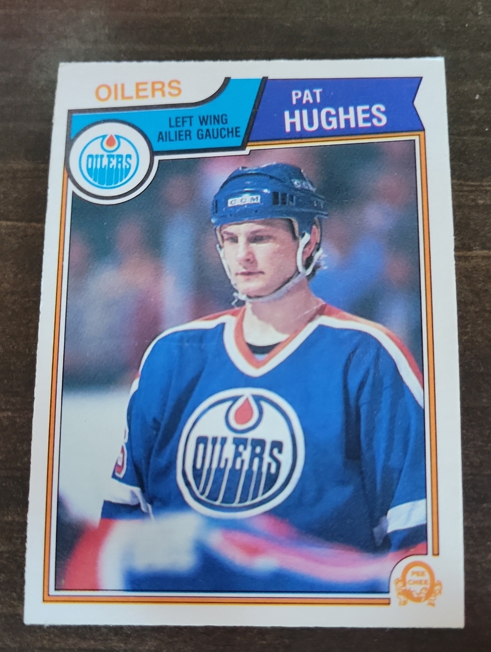 1983/84 OPC Pat Hughes Oilers Hockey Card - Blue & White Jersey